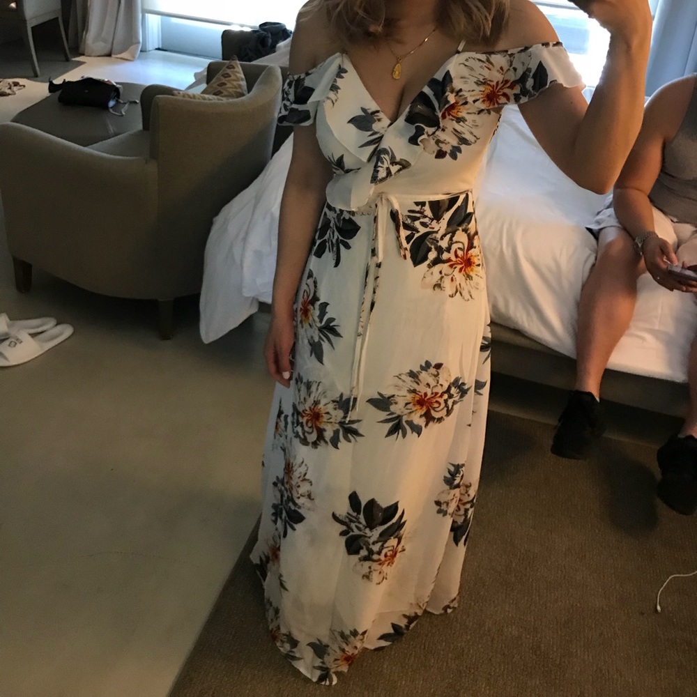 White floral maxi dress Wine dress, bachelorette